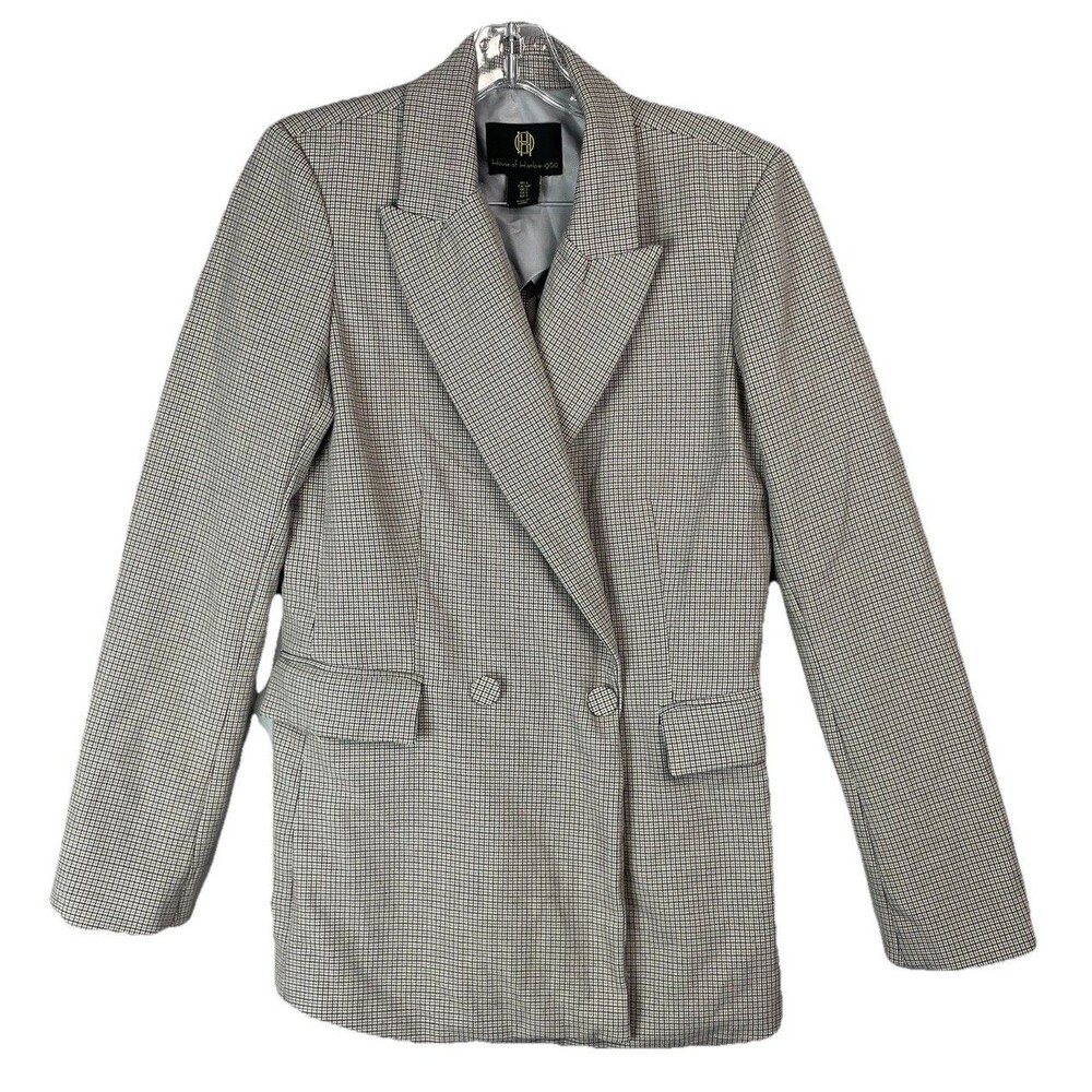 House of Harlow Women Small Blazer Double Breasted Houndstooth Heritage Career